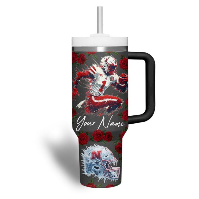 Custom Huskers Gameday Tumbler With Handle - Personalized Nebraska Football Fan Gift - Image 3