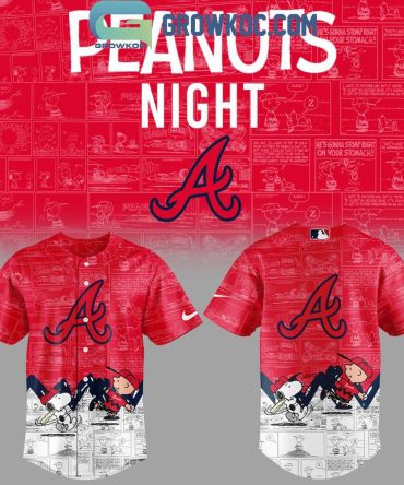 Limited Edition Peanuts Night Baseball Jersey - Atlanta Braves Fan Gear