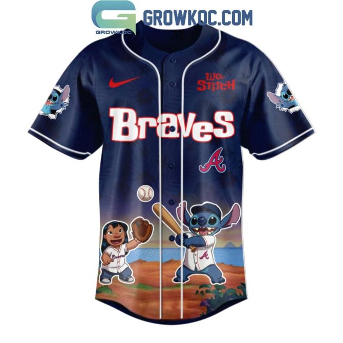 Limited Edition Braves X Lilo & Stitch Baseball Jersey - Perfect For Mlb Fans & Disney Lovers! - Image 2