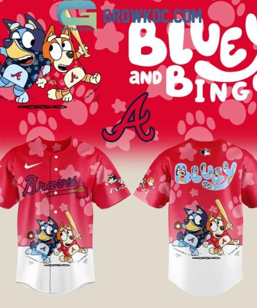 Bluey & Bingo Braves Jersey - Fun Cartoon Baseball Shirt For Kids & Fans