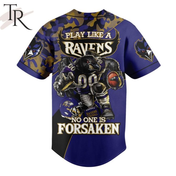 Bold Baltimore Ravens Camo Baseball Jersey – Play Like A Raven! Limited Edition Fan Gear - Image 2
