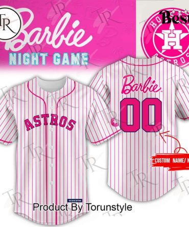 Custom Barbie Night Game Astros Jersey - Pink Striped Personalized Baseball Shirt