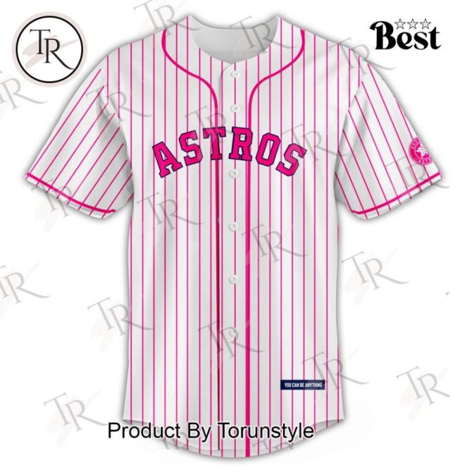 Custom Barbie Night Game Astros Jersey - Pink Striped Personalized Baseball Shirt - Image 4