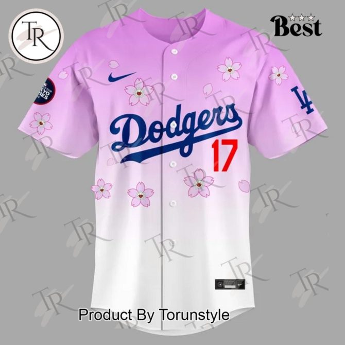 Custom Tokyo Series 2025 Mlb Jersey - Personalized Dodgers Ohtani 17 With Floral Design - Image 2