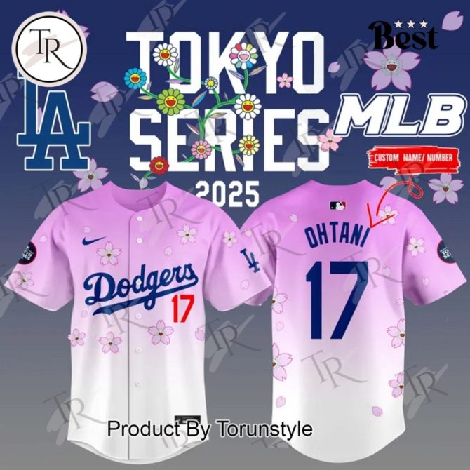 Custom Tokyo Series 2025 Mlb Jersey - Personalized Dodgers Ohtani 17 With Floral Design