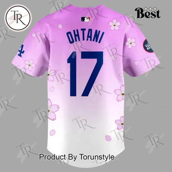 Custom Tokyo Series 2025 Mlb Jersey - Personalized Dodgers Ohtani 17 With Floral Design - Image 3