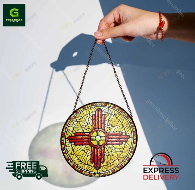 Stunning Zia Sun Stained Glass Window Hanging - Image 3