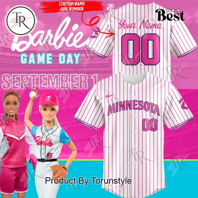 Custom Barbie Game Day Baseball Jersey - Personalized Name & Number, Perfect Gift!