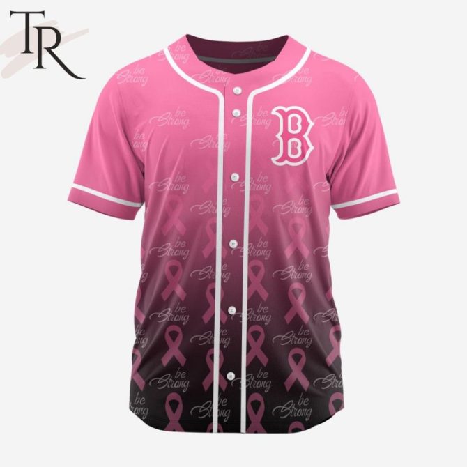 Pink Breast Cancer Awareness Baseball Jersey - Support & Style With 'Be Strong' Design