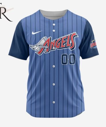 Vintage Angels Baseball Jersey - Custom Blue Pinstripe Design, Perfect Gift For Fans