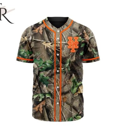 Men'S Camo Baseball Jersey With Orange Trim - Perfect For Outdoor Sports & Fans