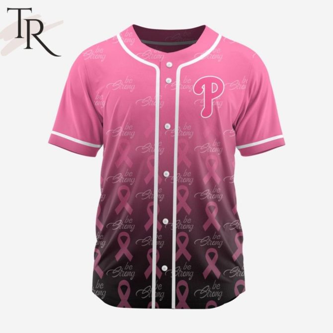 Support Breast Cancer Awareness: Pink Ribbon Baseball Jersey - Be Strong Design