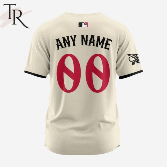 Stylish Beige Baseball Jersey With Custom Graphics - Perfect Gift For Sports Fans - Image 2