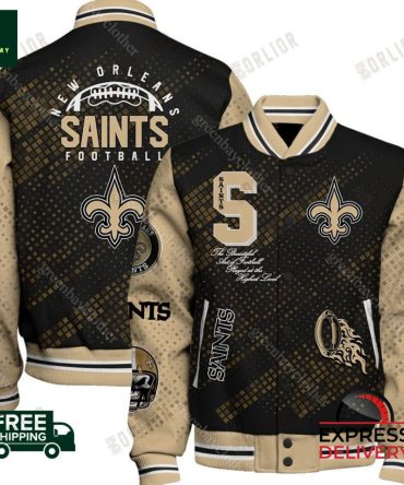 New Orleans Saints Varsity Jacket  Stylish Football Fan Gear Express Delivery