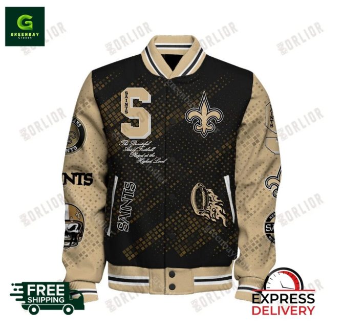 New Orleans Saints Varsity Jacket  Stylish Football Fan Gear Express Delivery - Image 2