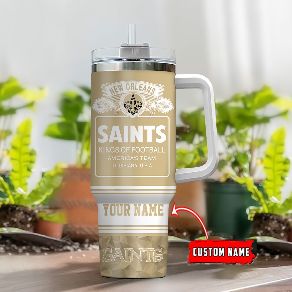 Louis Vuitton Stanley Tumbler Cup Custom New Orleans Saints Tumbler With Handle & Straw – Personalized Football Fan Gift - Image 2