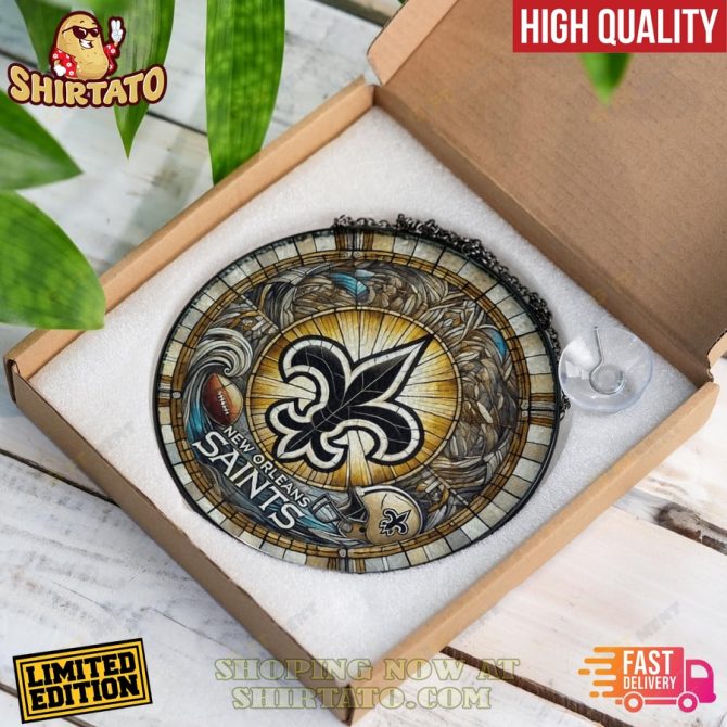 Limited Edition New Orleans Saints Stained Glass Sun Catcher - High Quality, Fast Delivery! - Image 2