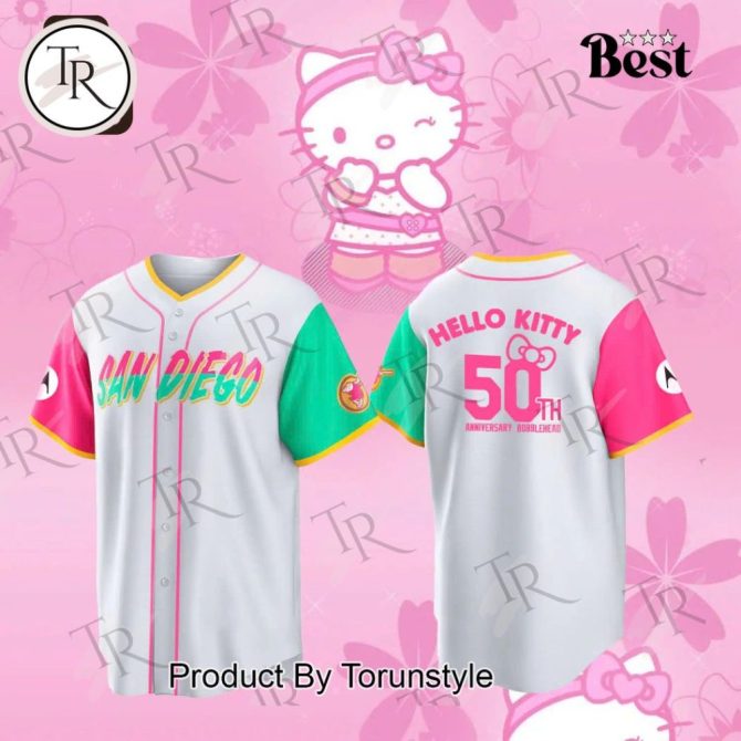 Hello Kitty 50Th Anniversary Baseball Jersey - San Diego Edition, Limited Edition Fashion Top