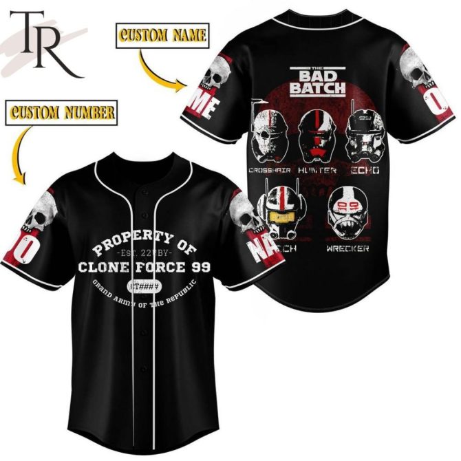 Custom Star Wars Bad Batch Baseball Jersey - Personalized Name & Number