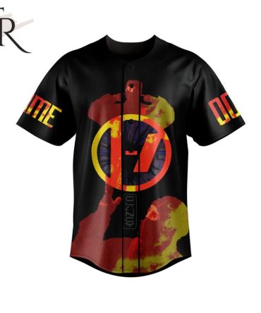 Bold Graphic Black Baseball Jersey - Unique Design, Eye-Catching Fashion Top