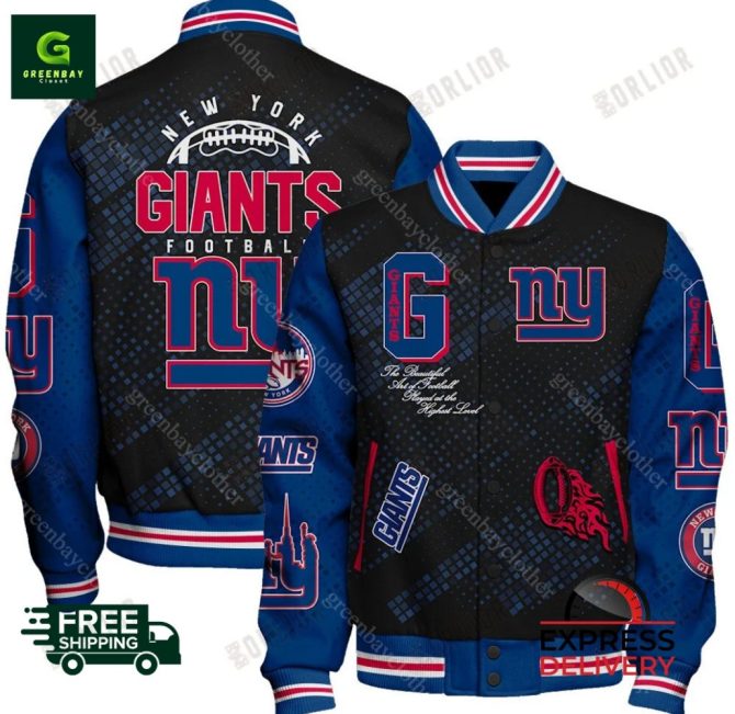 Ny Giants Varsity Jacket  Stylish Warm Fast Delivery