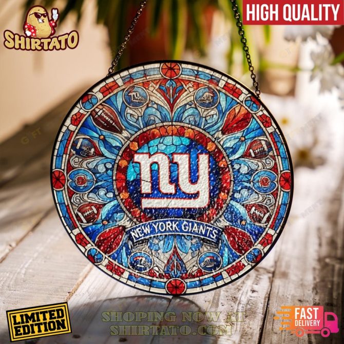 Limited Edition Ny Giants Stained Glass Ornament - High Quality Decor, Fast Delivery!