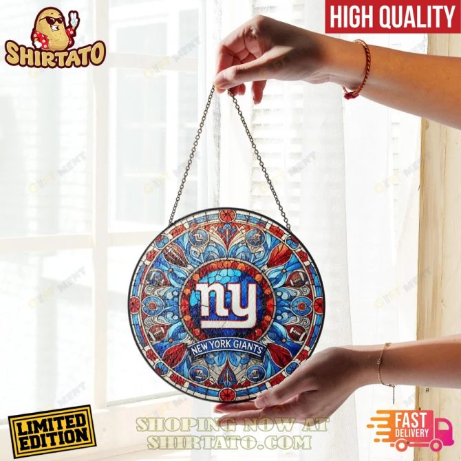 Limited Edition Ny Giants Stained Glass Ornament - High Quality Decor, Fast Delivery! - Image 2