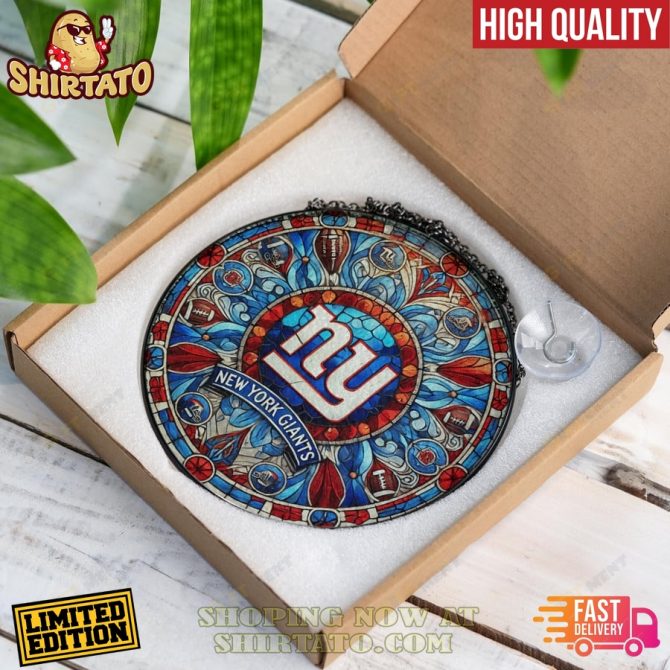Limited Edition Ny Giants Stained Glass Ornament - High Quality Decor, Fast Delivery! - Image 3