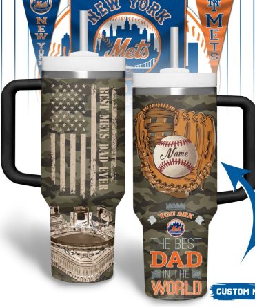 Custom Name Best Dad Ever Camo Mug - Perfect Gift For New York Mets Fans
