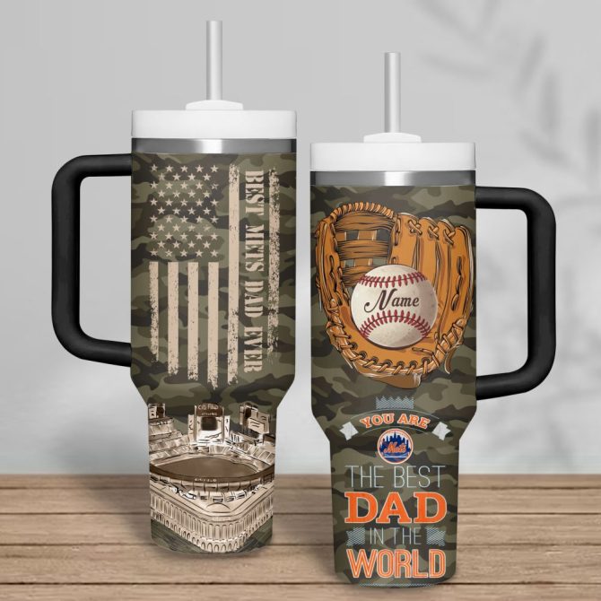 Custom Name Best Dad Ever Camo Mug - Perfect Gift For New York Mets Fans - Image 3