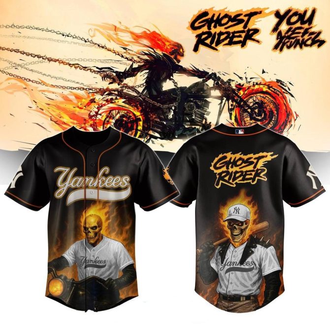Ghost Rider Yankees Jersey - Fiery Design For Bold Fans - Limited Edition