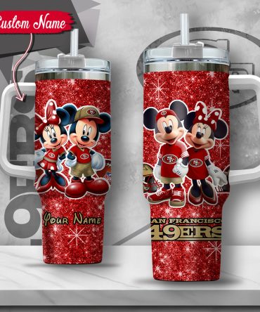 Custom San Francisco 49Ers Disney Tumbler - Personalized Mickey & Minnie Glitter Cup