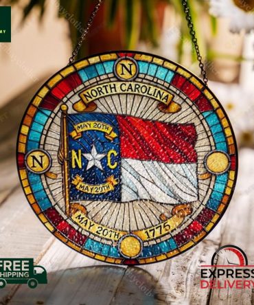 North Carolina Stained Glass Sun Catcher - Handmade Decor