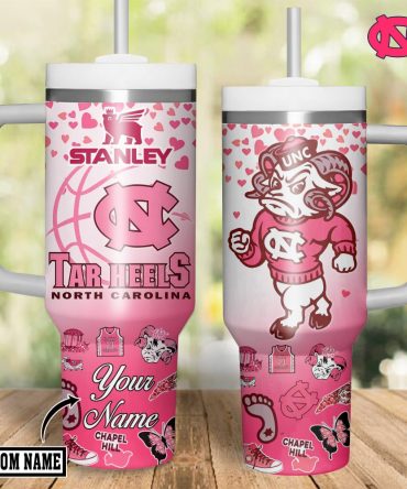 Customizable Unc Tar Heels Tumbler With Handle – Stylish Pink Design, Perfect For Fans!