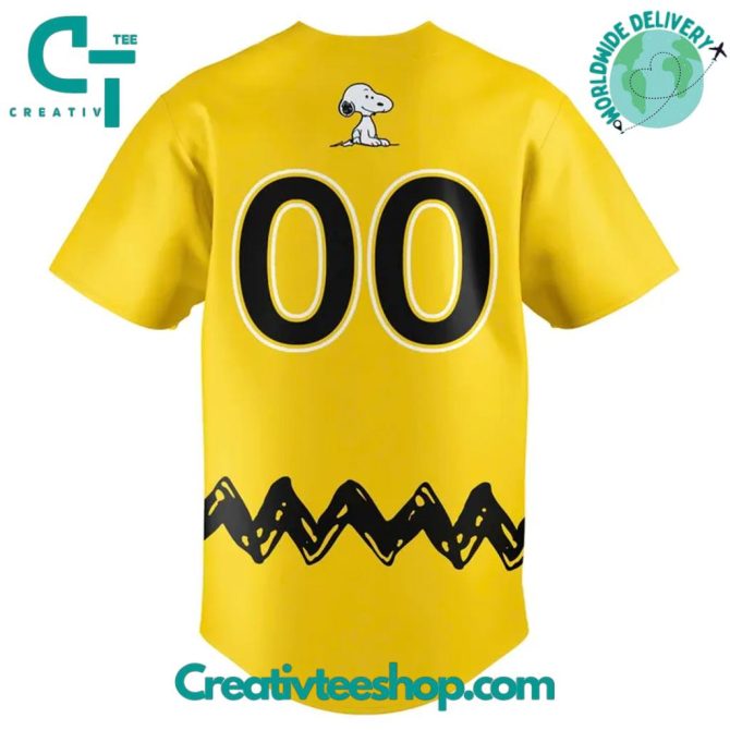 Custom Peanuts Night Baseball Jersey – Yellow With Snoopy Design – Personalize Name & Number - Image 3