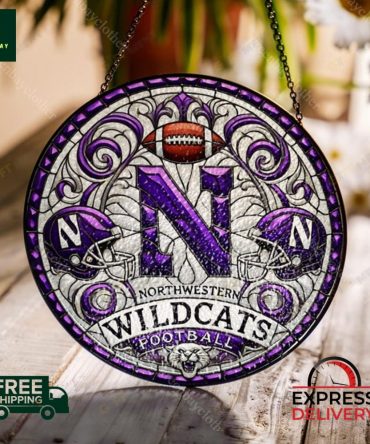 Northwestern Wildcats Stained Glass Suncatcher – Perfect Football Fan Gift! Free Shipping!