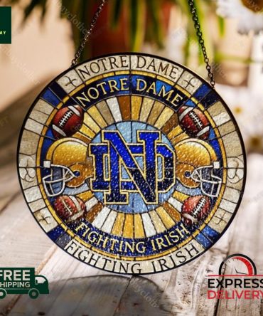 Notre Dame Fighting Irish Stained Glass Suncatcher - Free Shipping & Express Delivery!