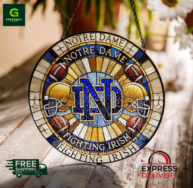 Notre Dame Fighting Irish Stained Glass Suncatcher - Free Shipping & Express Delivery!