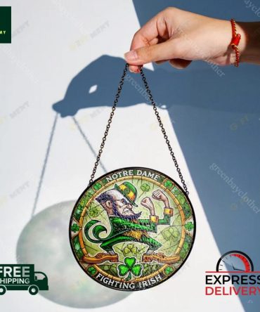 Notre Dame Fighting Irish Stained Glass Sun Catcher - Free Shipping & Express Delivery!
