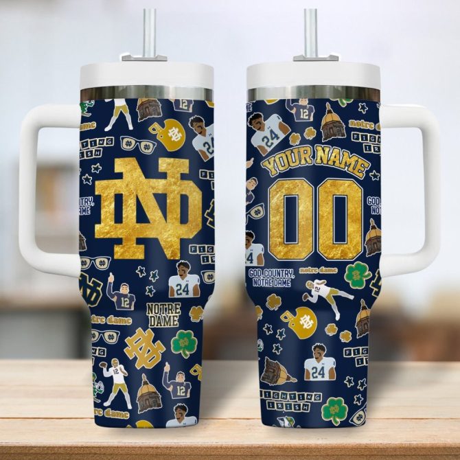 Customizable Notre Dame Tumbler With Handle - Personalized Sports Fan Gift - Image 4