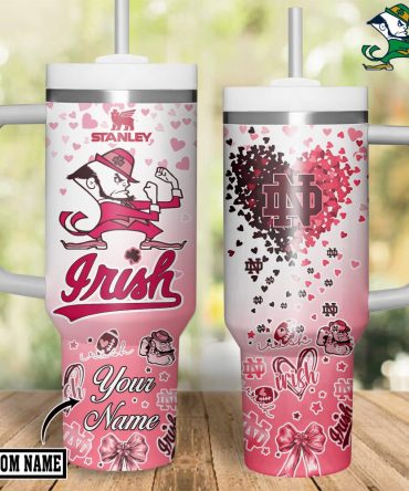 Custom Name Irish Tumbler – Personalized Stanley Mug With Nd Heart Design – Perfect Gift!