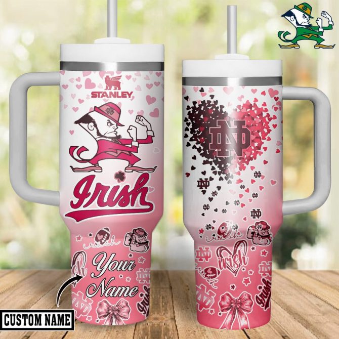 Custom Name Irish Tumbler – Personalized Stanley Mug With Nd Heart Design – Perfect Gift!