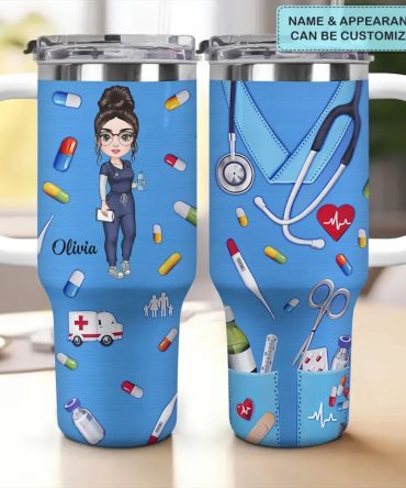 Custom Nurse Tumbler With Handle - Personalized Gift For Healthcare Heroes