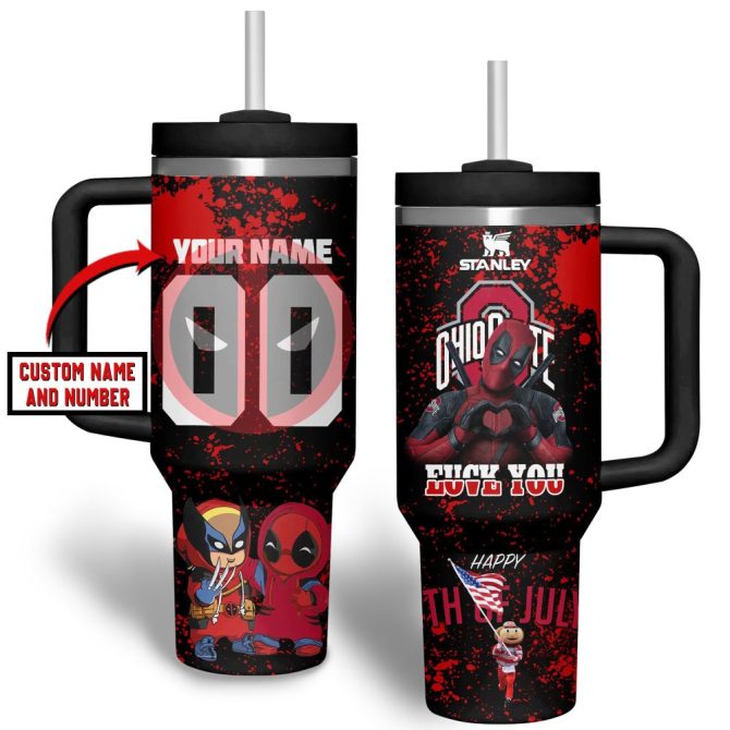 Custom Deadpool Ohio State Mug – Personalize Your Name & Number – Perfect Gift! - Image 2