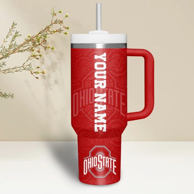 Custom Ohio State Tumbler With Handle - Personalized Fan Gift, 32Oz Insulated Mug - Image 3