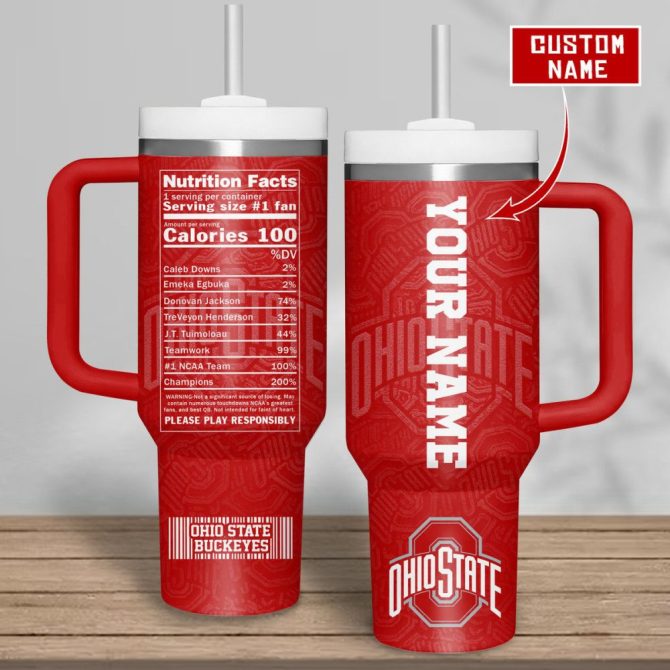 Custom Ohio State Tumbler With Handle - Personalized Fan Gift, 32Oz Insulated Mug