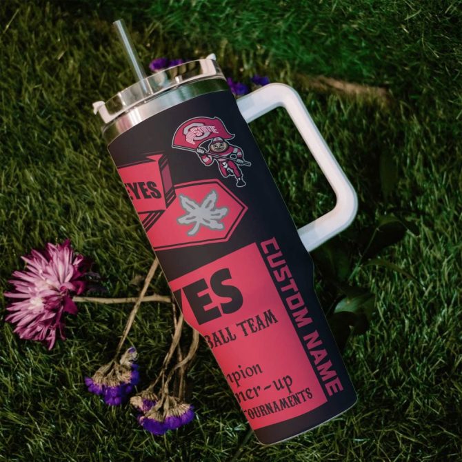 Custom Ohio State Buckeyes Tumbler With Straw – Personalized Gift For Fans - Image 2