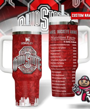 Custom Ohio State Travel Mug - Personalized Buckeye Gift With Name - 20Oz Insulated Tumbler