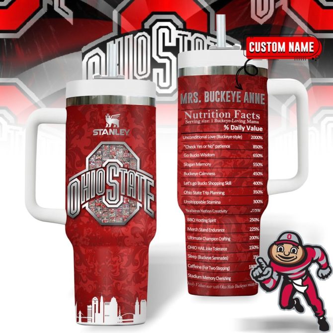 Custom Ohio State Travel Mug - Personalized Buckeye Gift With Name - 20Oz Insulated Tumbler