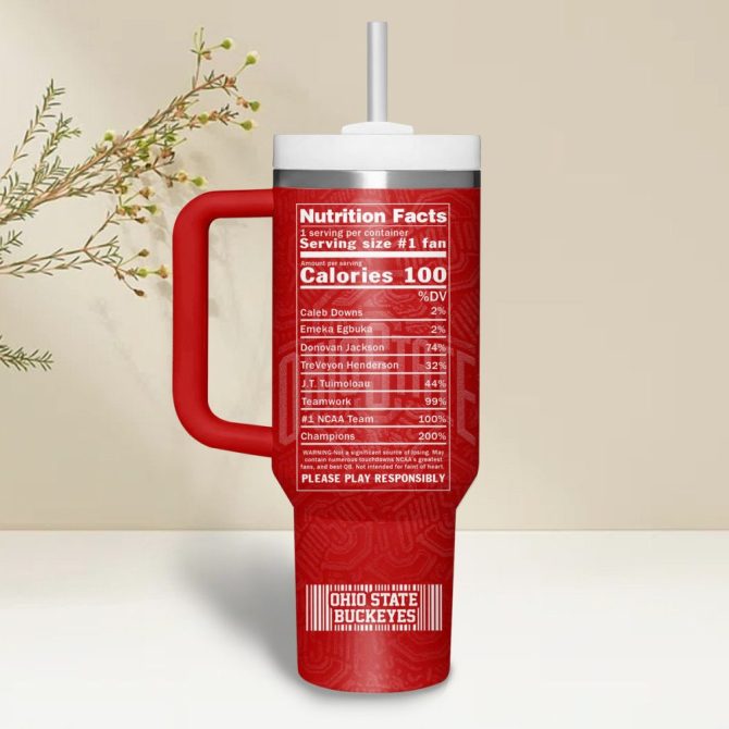 Custom Ohio State Tumbler With Handle - Personalized Fan Gift, 32Oz Insulated Mug - Image 2